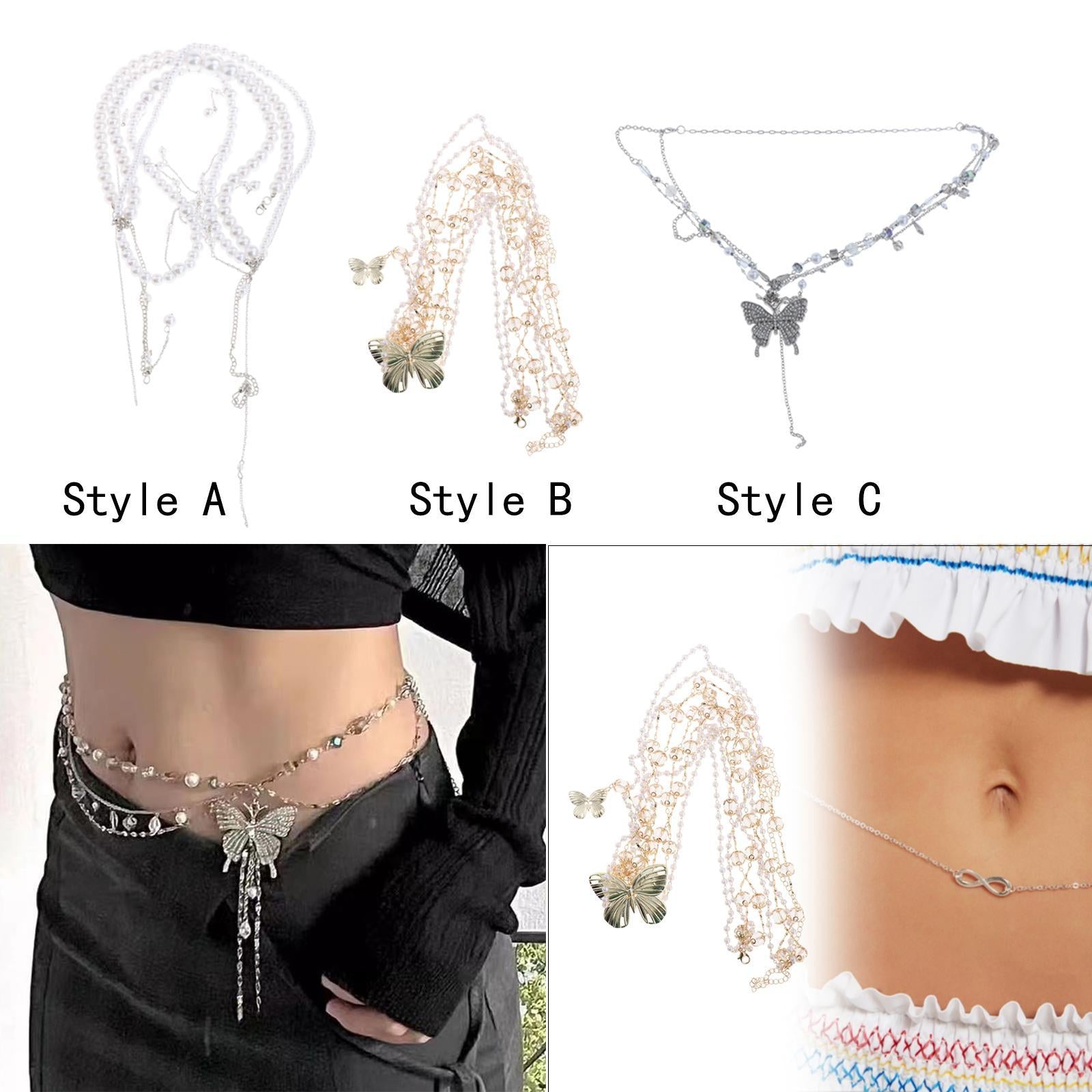 Waist Chain for Dress Adjustable Fashion Body Decoration Alloy Waist Jewelry Style A