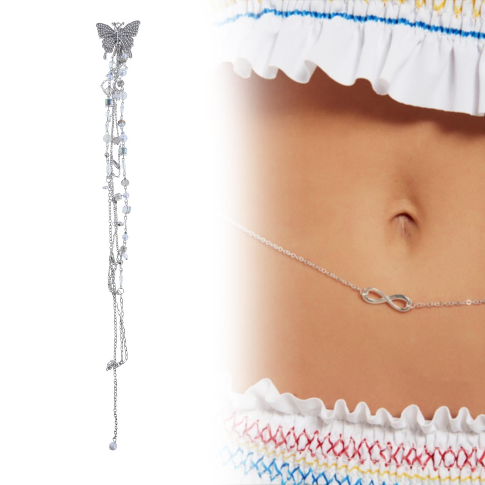 Waist Chain for Dress Adjustable Fashion Body Decoration Alloy Waist Jewelry Style C