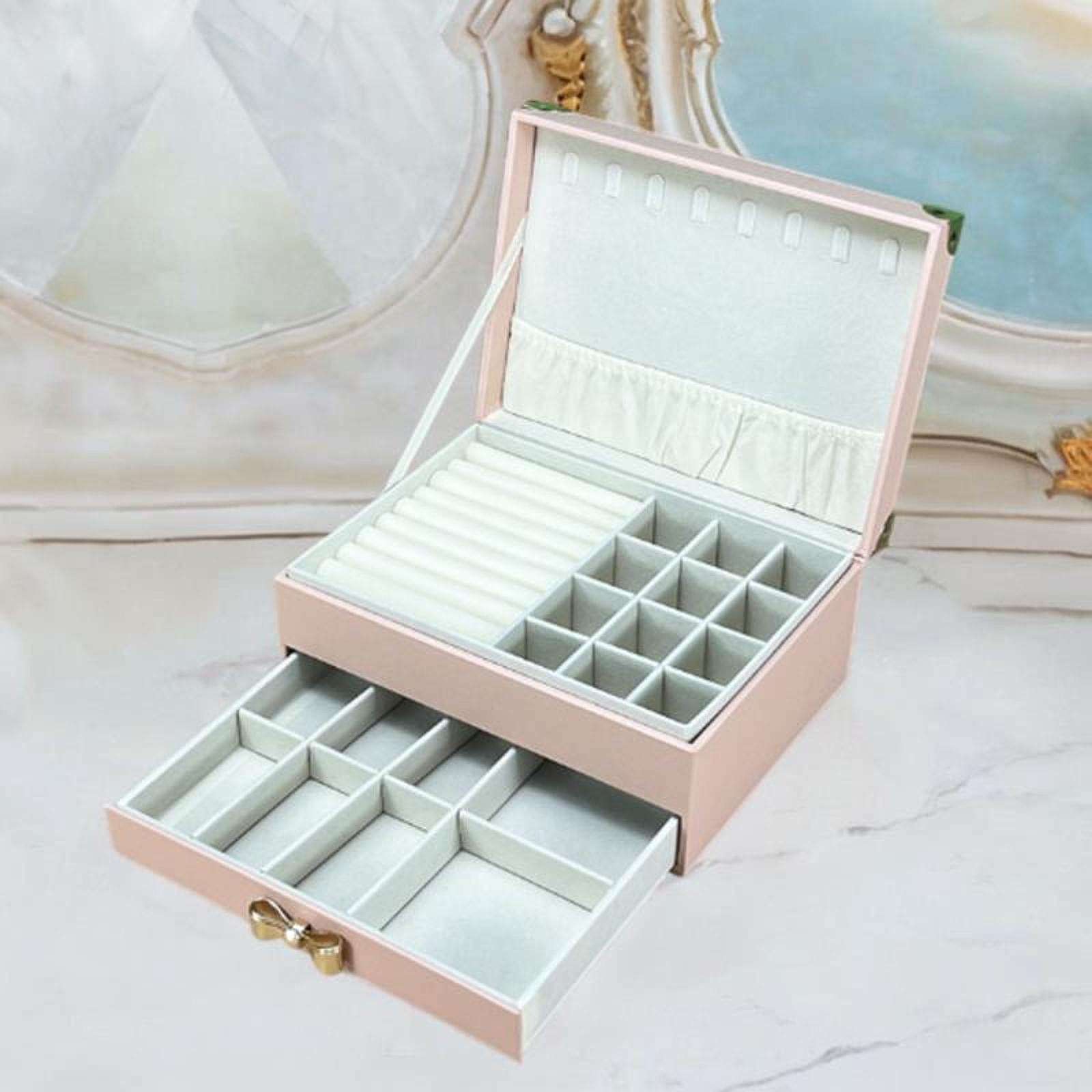 Travel Jewelry Box 2 Tier Women Jewelry Organizer for Bracelet Rings Earring Pink