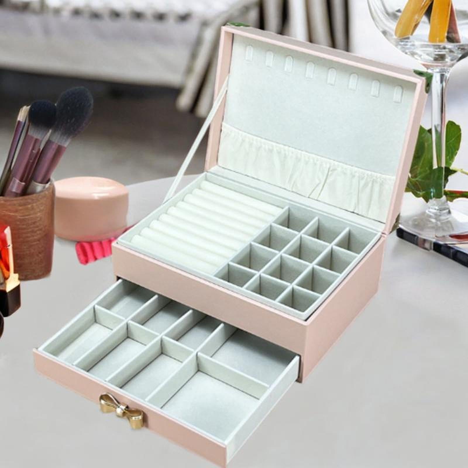 Travel Jewelry Box 2 Tier Women Jewelry Organizer for Bracelet Rings Earring Pink