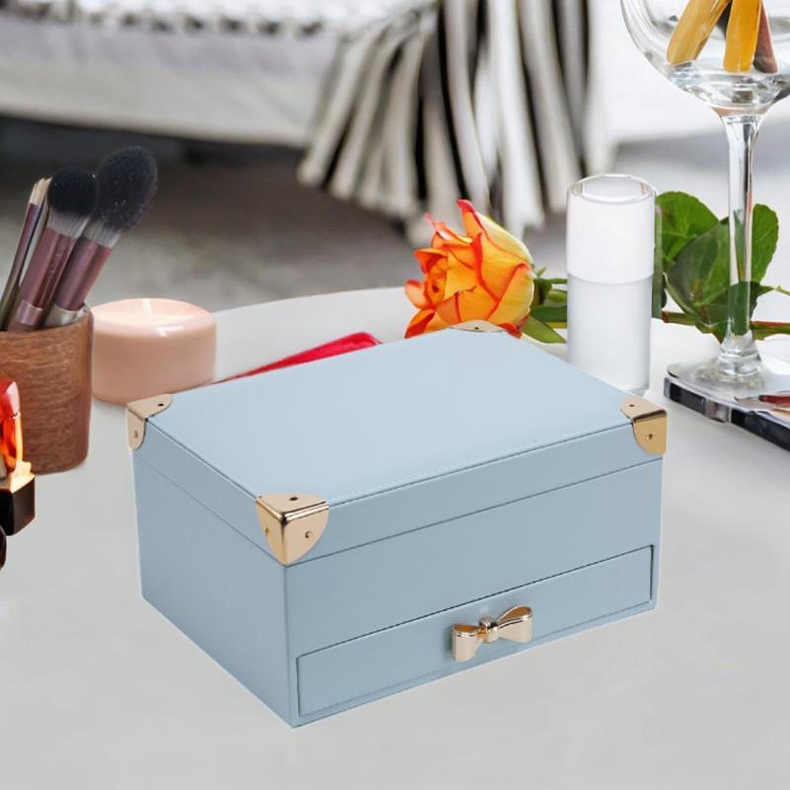 Travel Jewelry Box 2 Tier Women Jewelry Organizer for Bracelet Rings Earring Blue