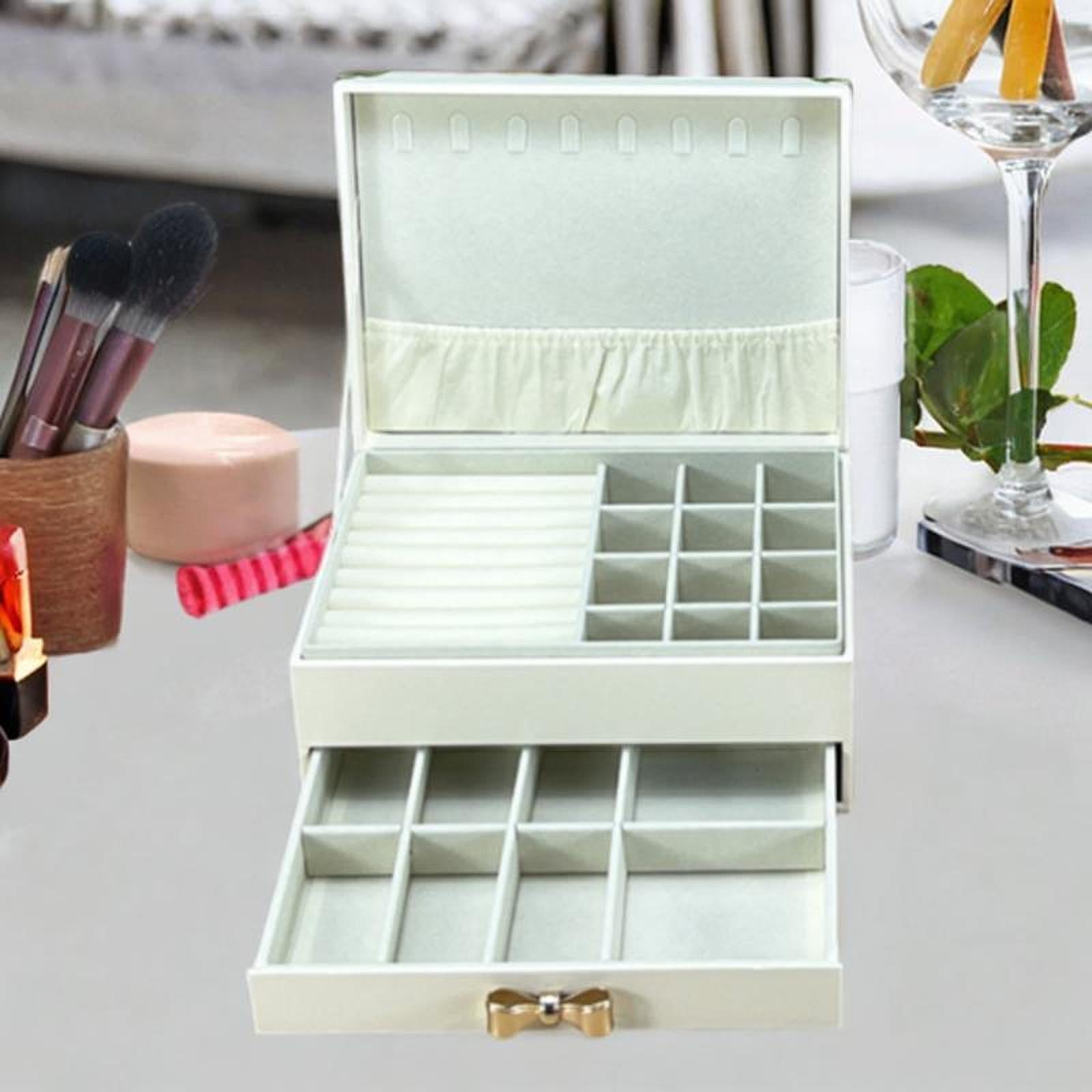 Travel Jewelry Box 2 Tier Women Jewelry Organizer for Bracelet Rings Earring White