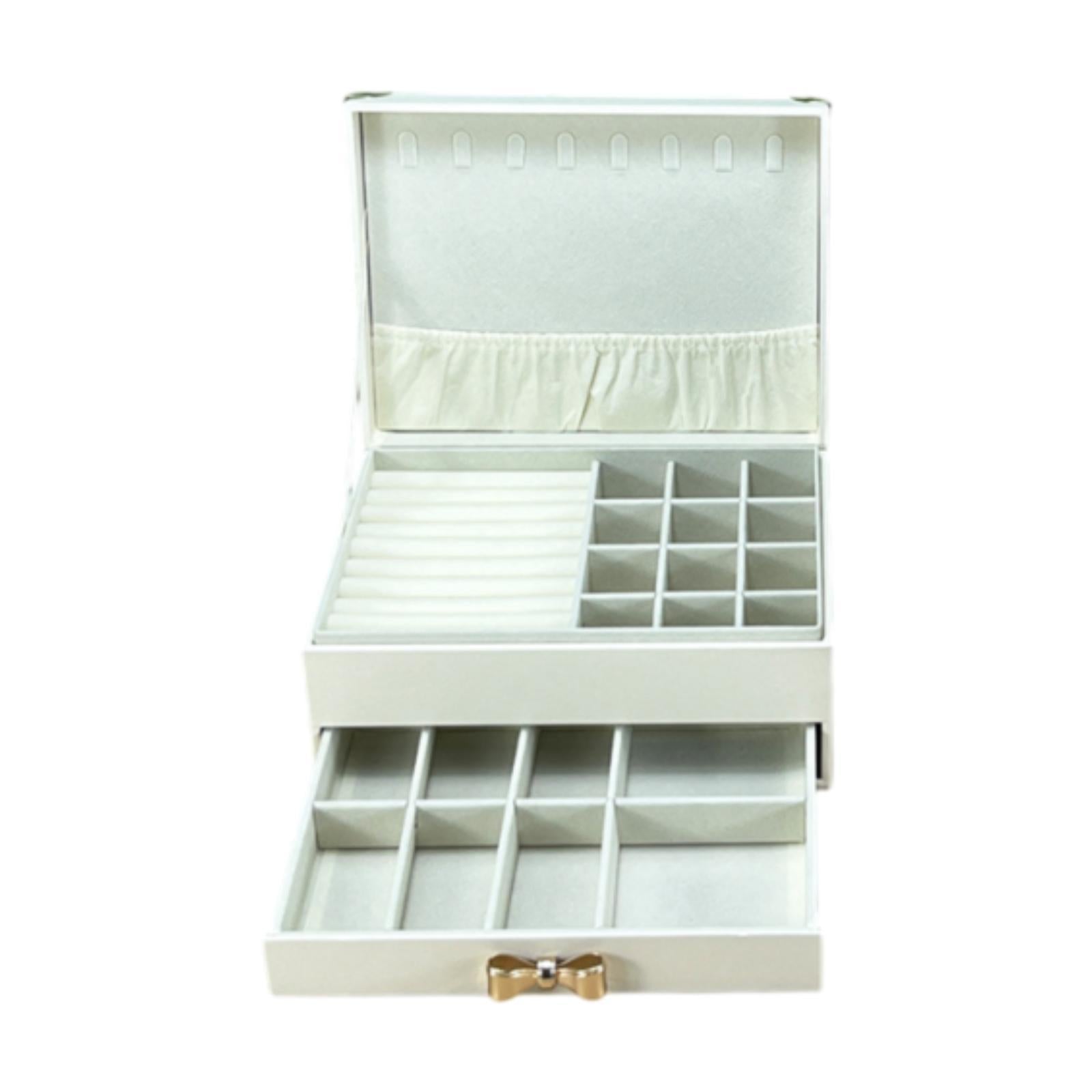 Travel Jewelry Box 2 Tier Women Jewelry Organizer for Bracelet Rings Earring White