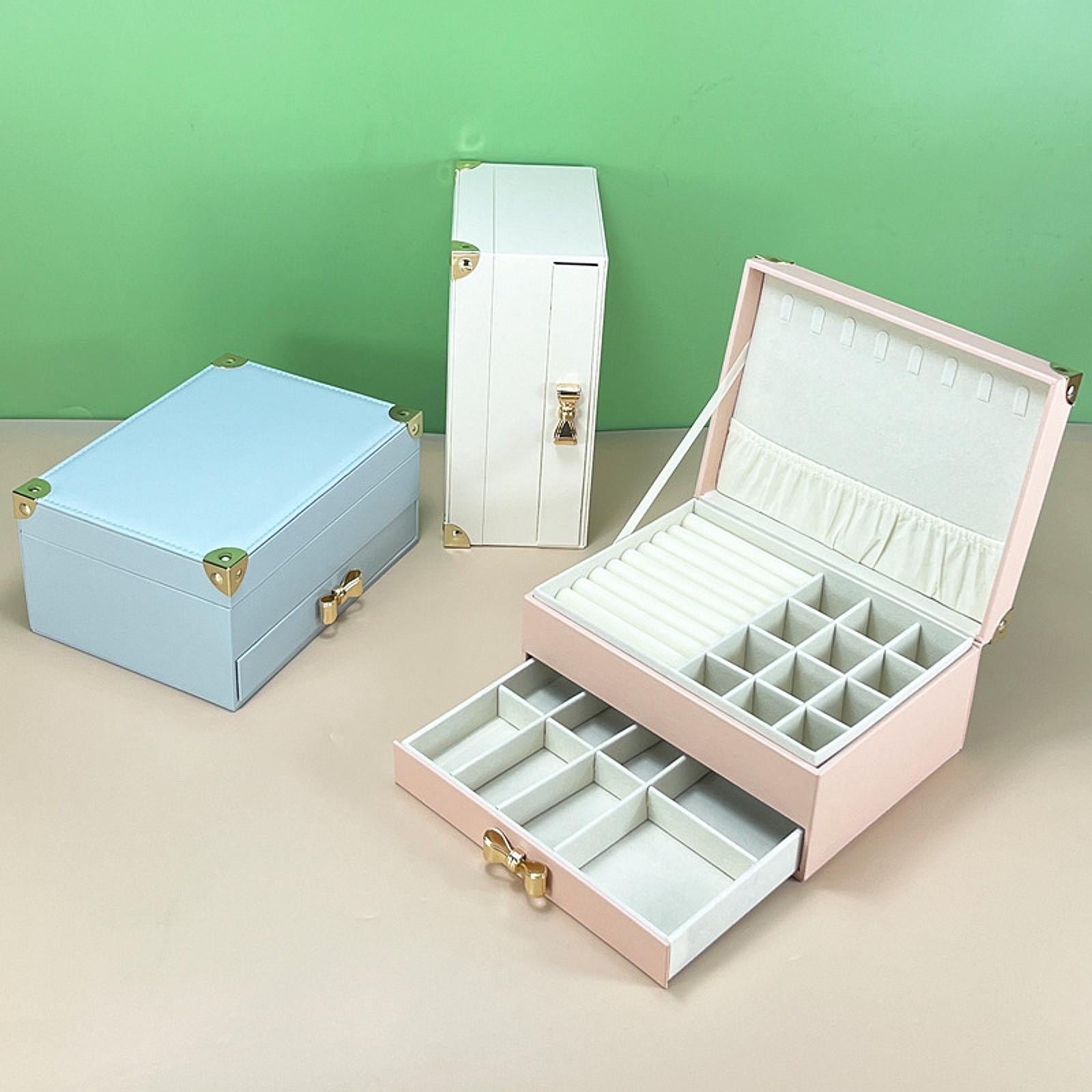 Travel Jewelry Box 2 Tier Women Jewelry Organizer for Bracelet Rings Earring White