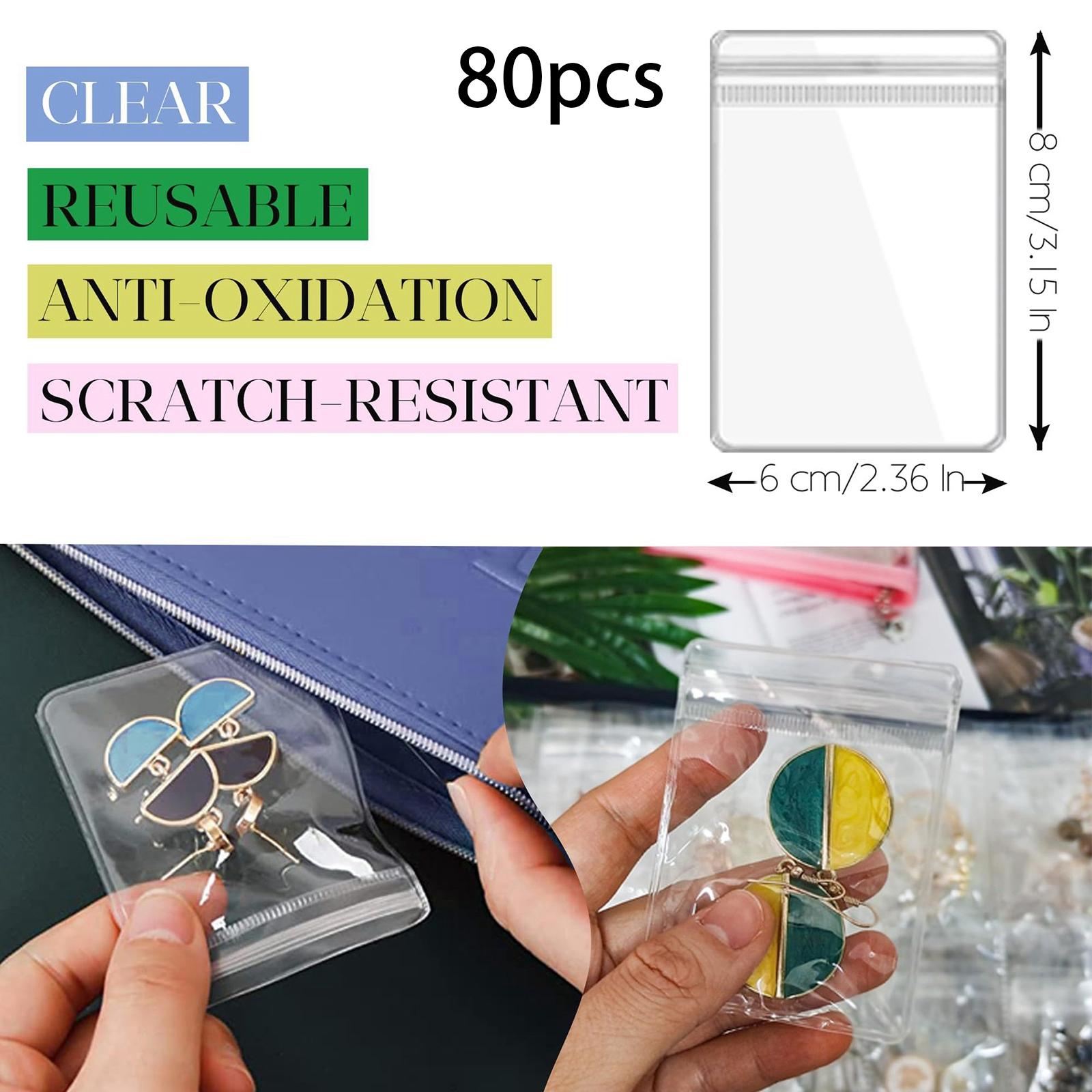 80x Small Transparent Jewelry Bags Earrings Storage Pouches for Charms Rings