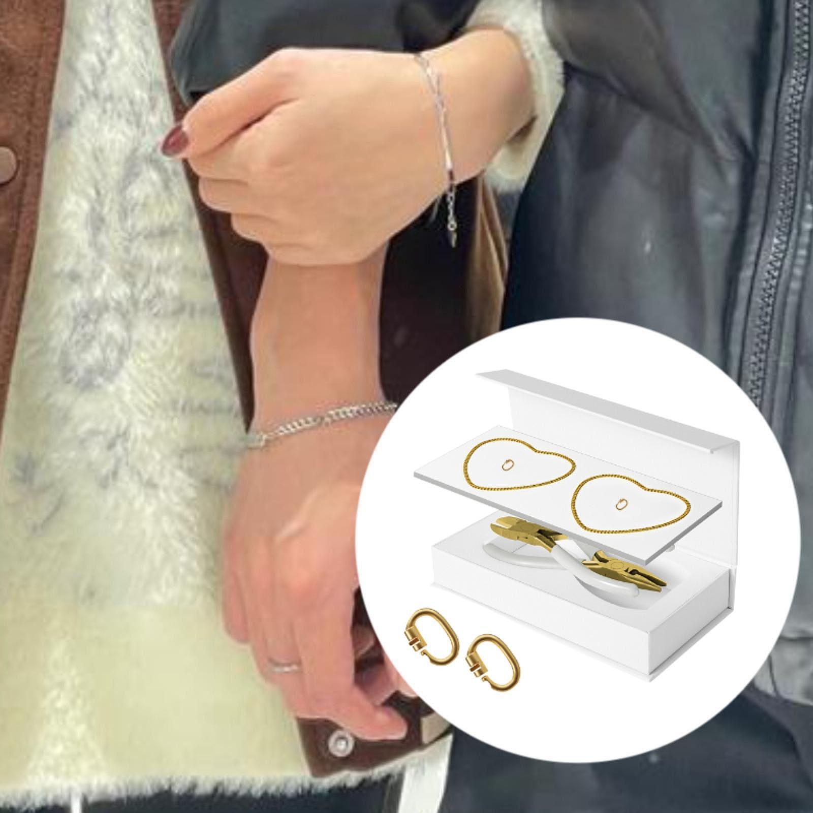 Permanent Bracelets Kit with Locking Clasps Romantic DIY Bracelet Making Kit 1 Pair Gold