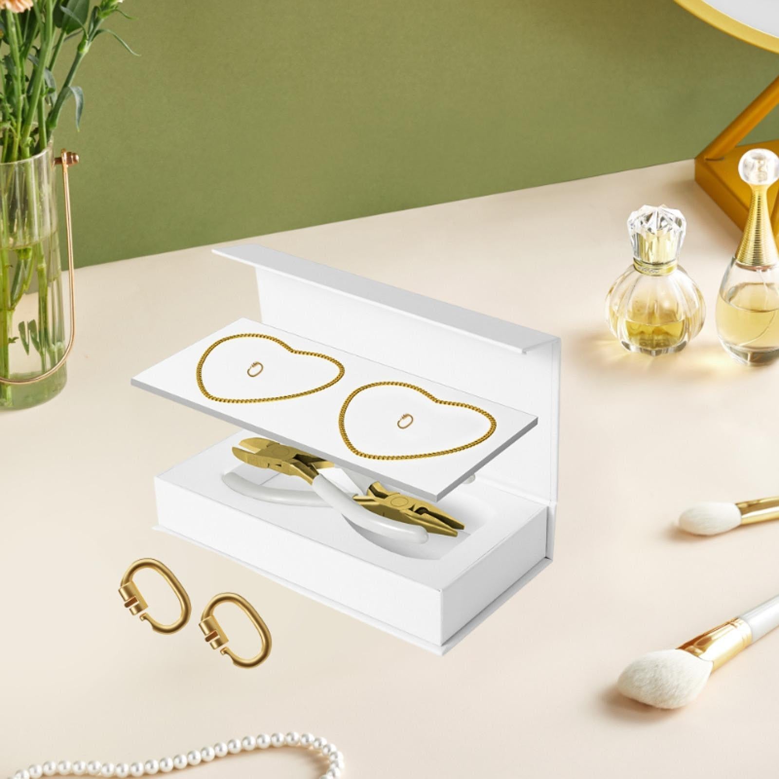 Permanent Bracelets Kit with Locking Clasps Romantic DIY Bracelet Making Kit 1 Pair Gold