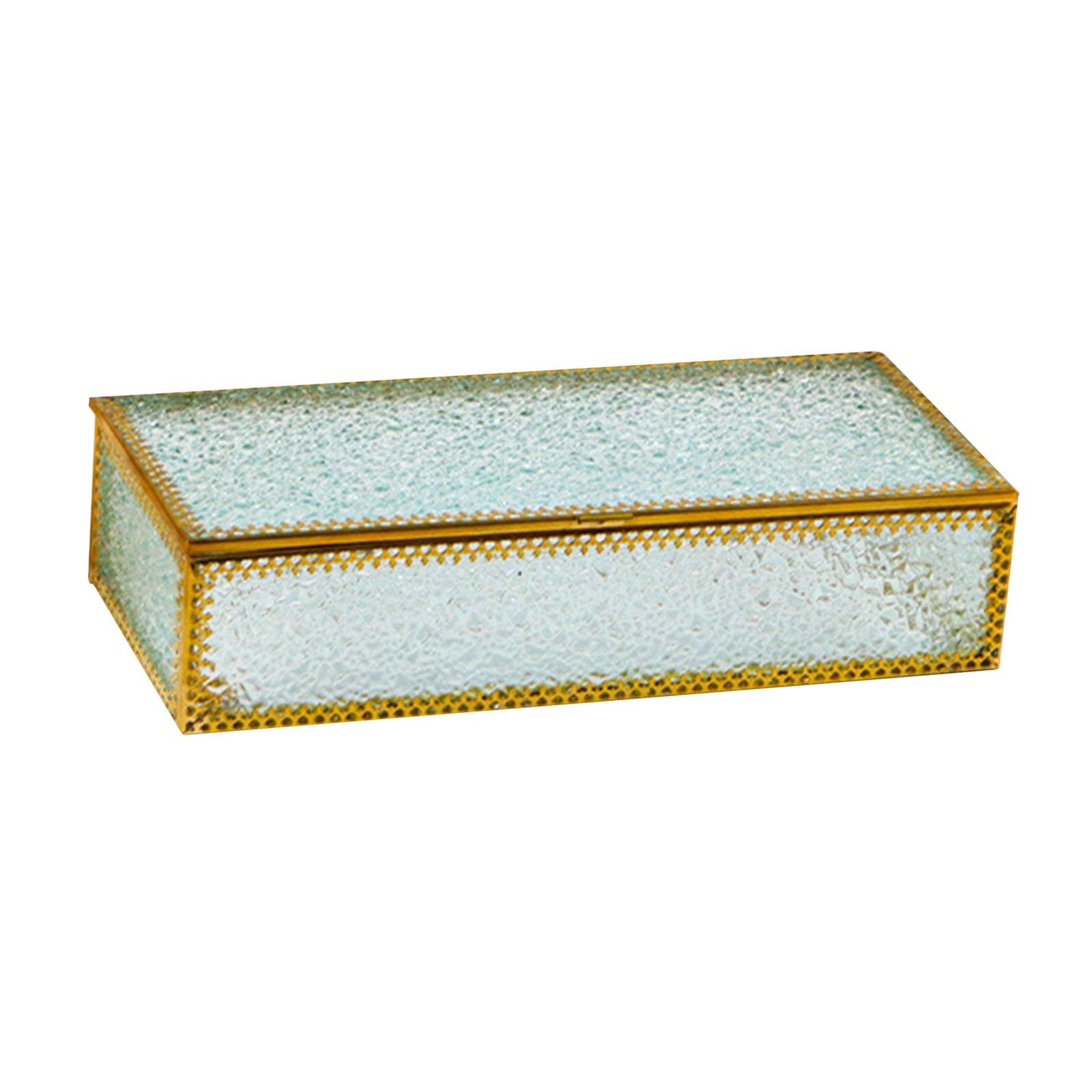 Glass Jewelry Box Decor Vanity Lidded Box for Earrings Stud Pendant Necklace