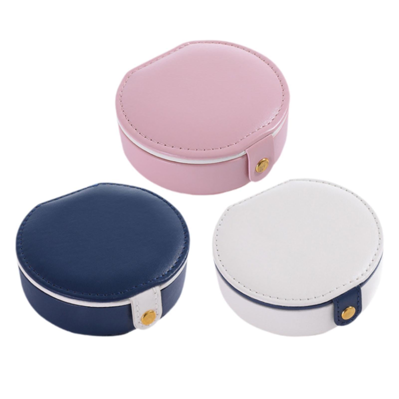 Travel Mini Jewelry Case Compact PU Leather Storage Box for Necklaces Rings Pink