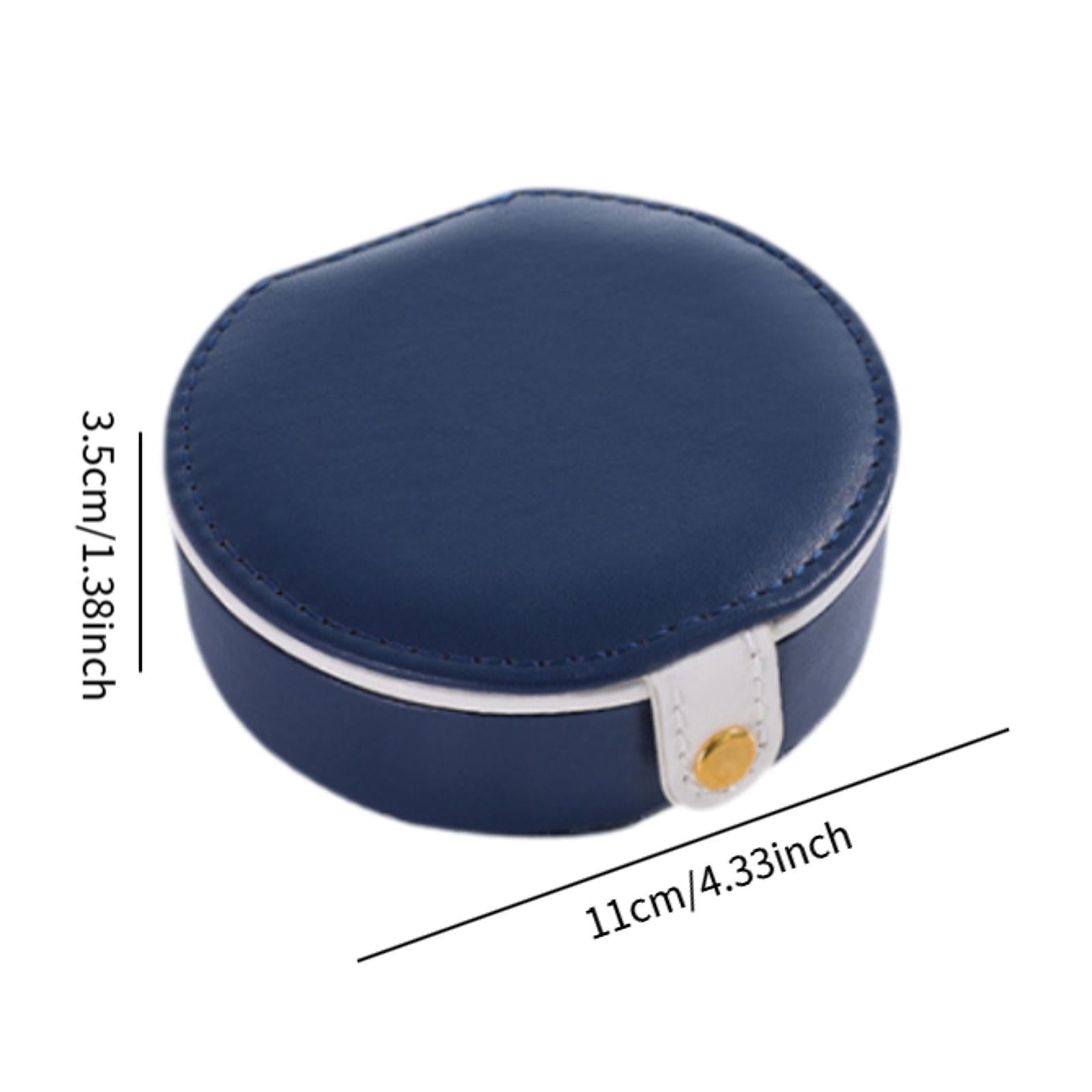 Travel Mini Jewelry Case Compact PU Leather Storage Box for Necklaces Rings Blue