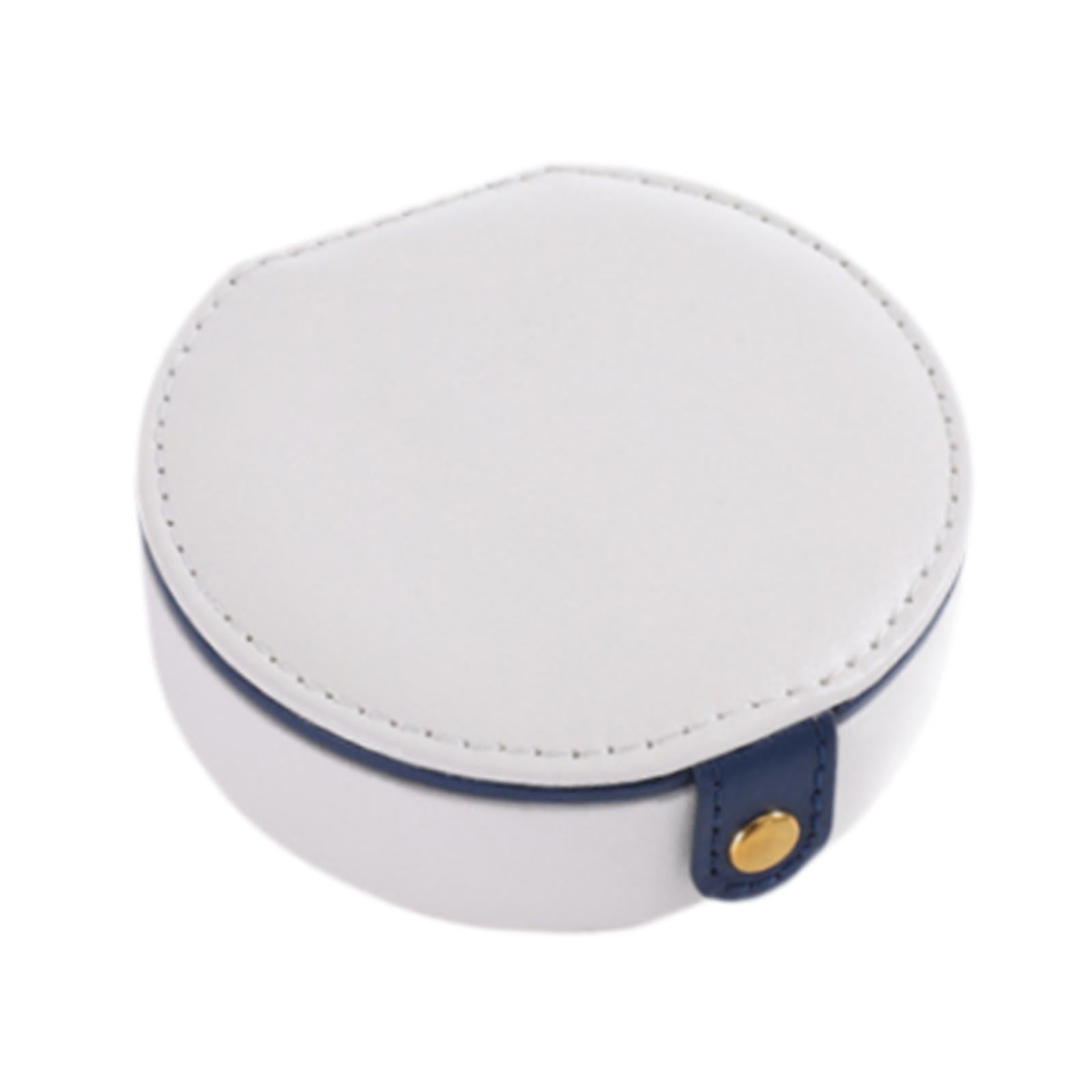 Travel Mini Jewelry Case Compact PU Leather Storage Box for Necklaces Rings White