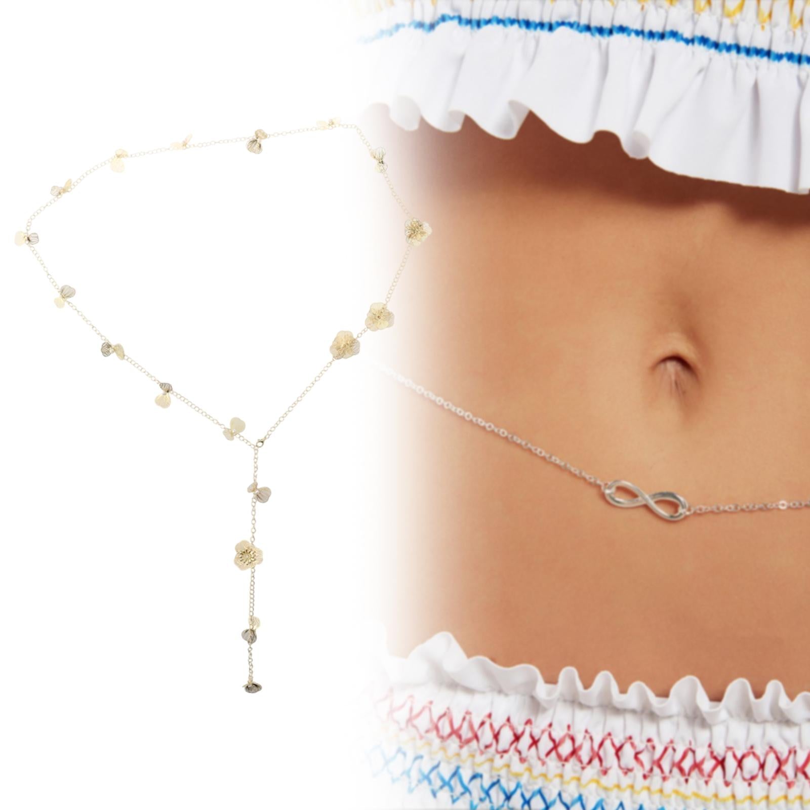 Waist Chain Belt for Dress Stylish Bikini Chain Metal Waist Link Gold