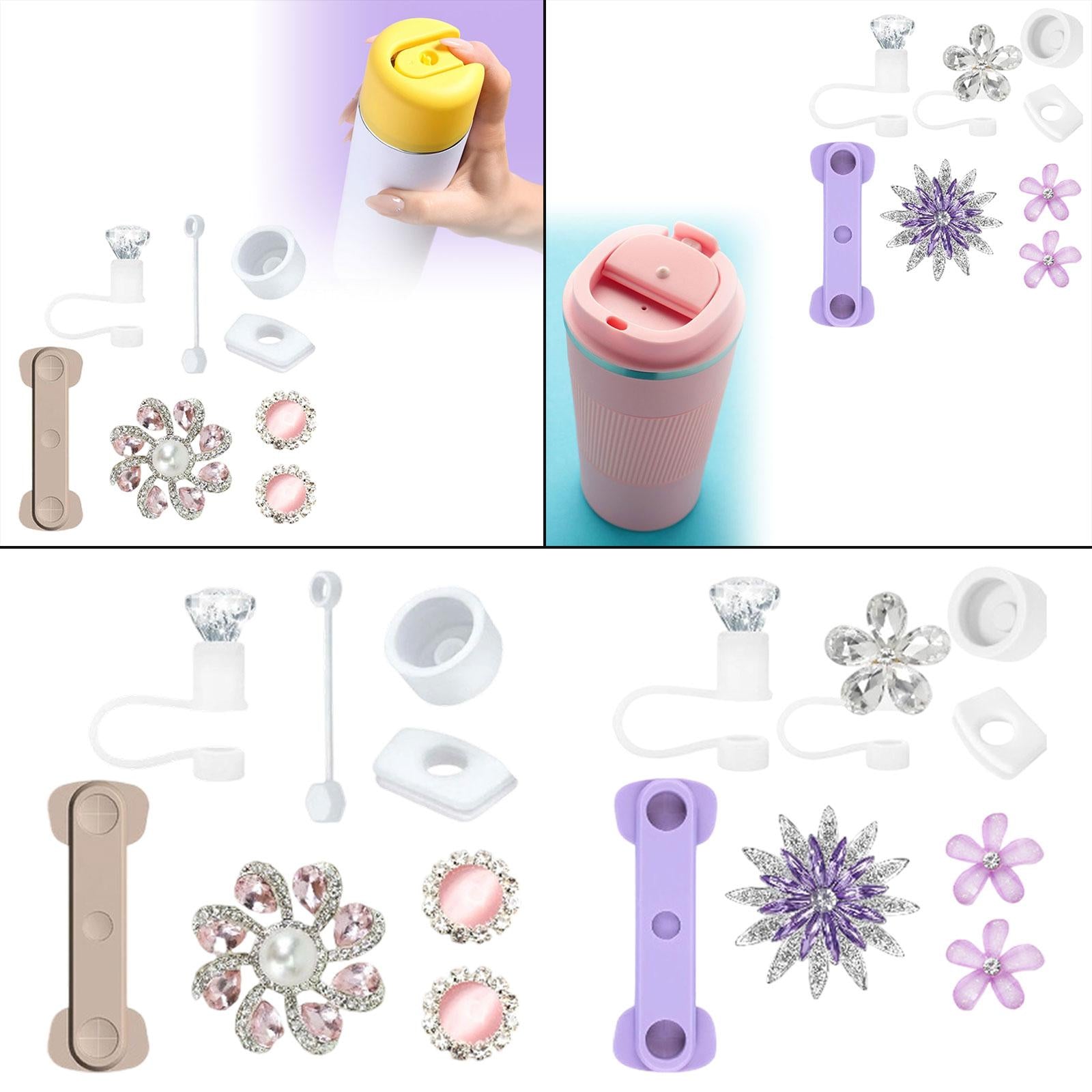 Cup Accessories Set Elegant for Tumbler Reusable Fashion Cup Decorations Set Style A