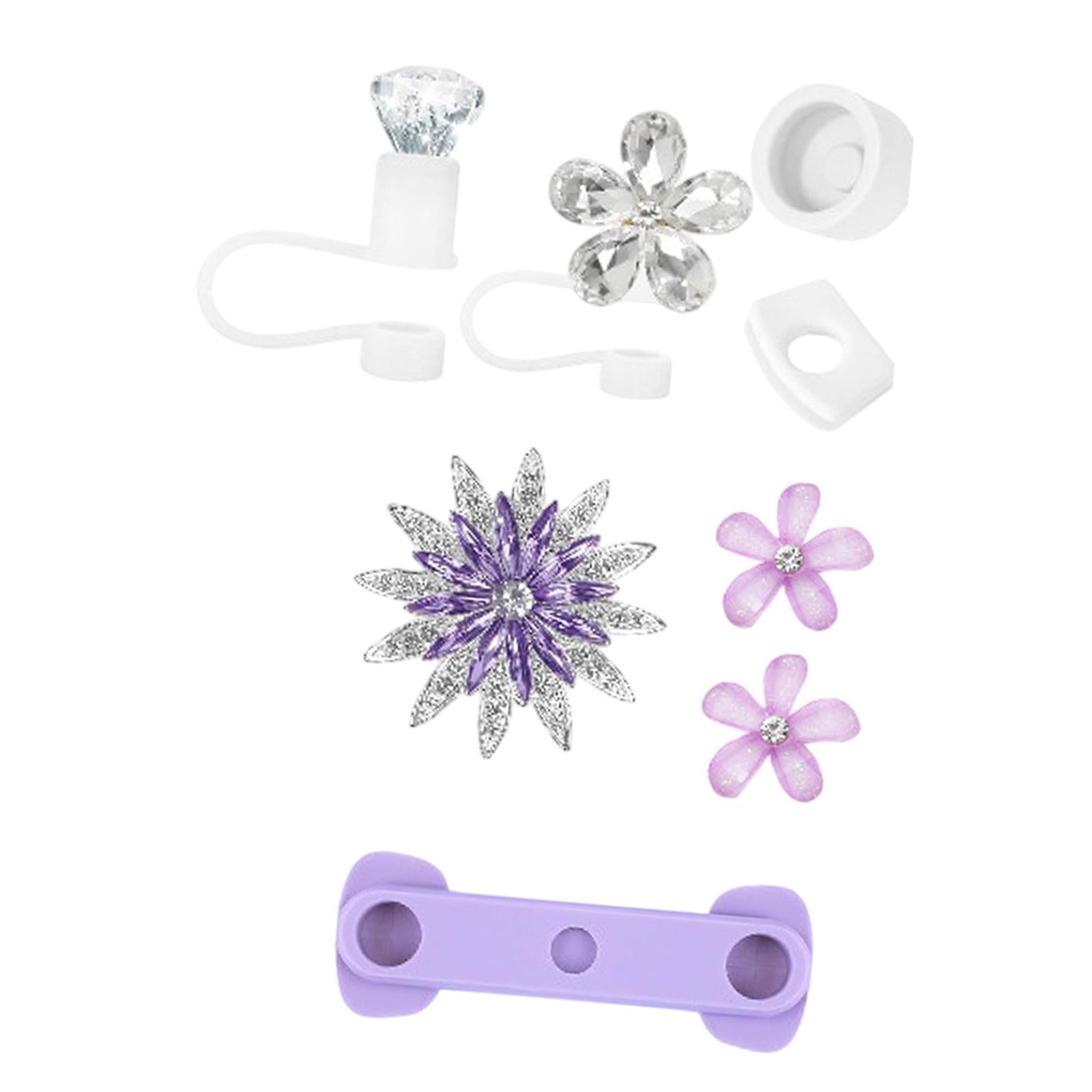 Cup Accessories Set Elegant for Tumbler Reusable Fashion Cup Decorations Set Style B