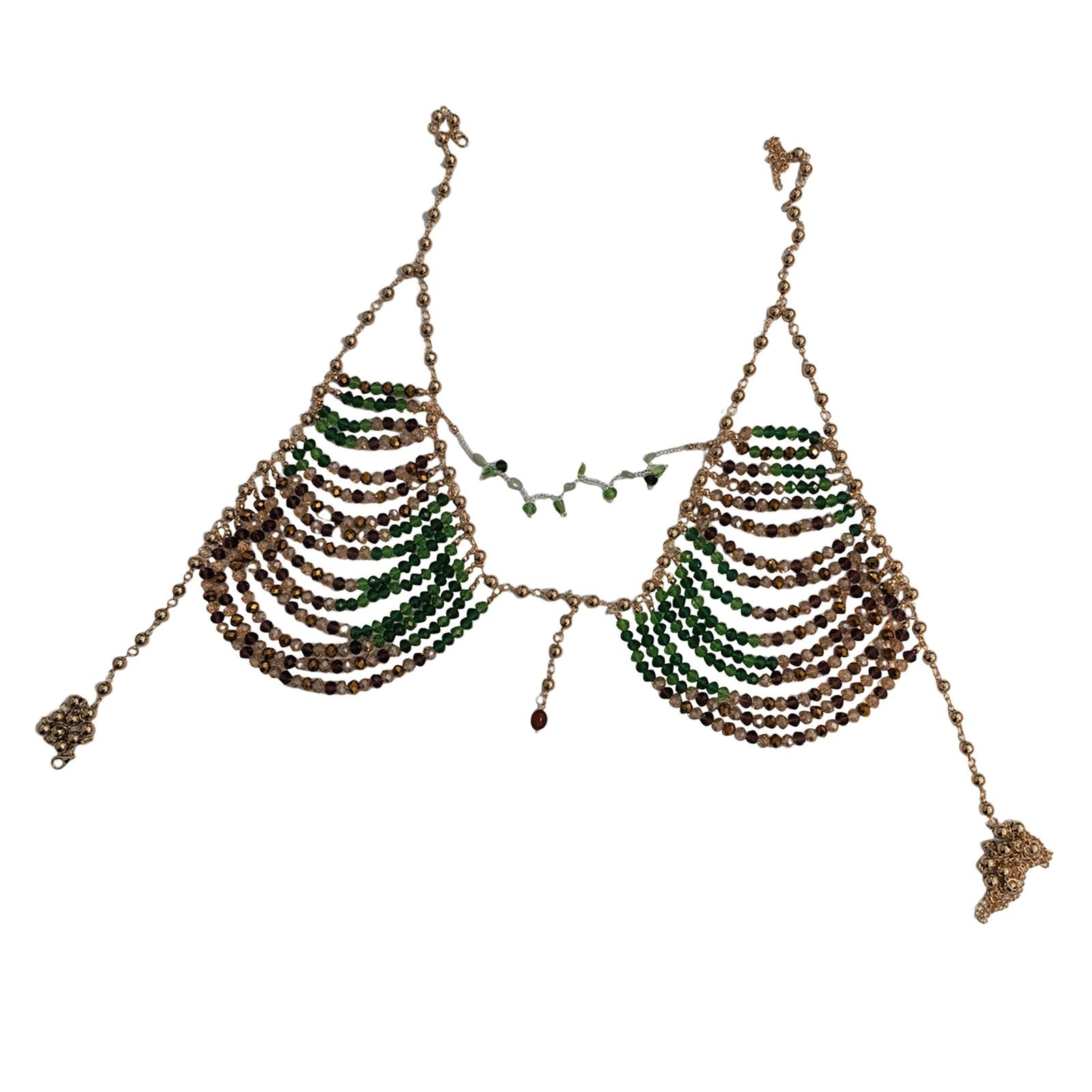 Body Chain Necklace Bra Novelty Chest Necklace for Masquerade Cosplay Summer