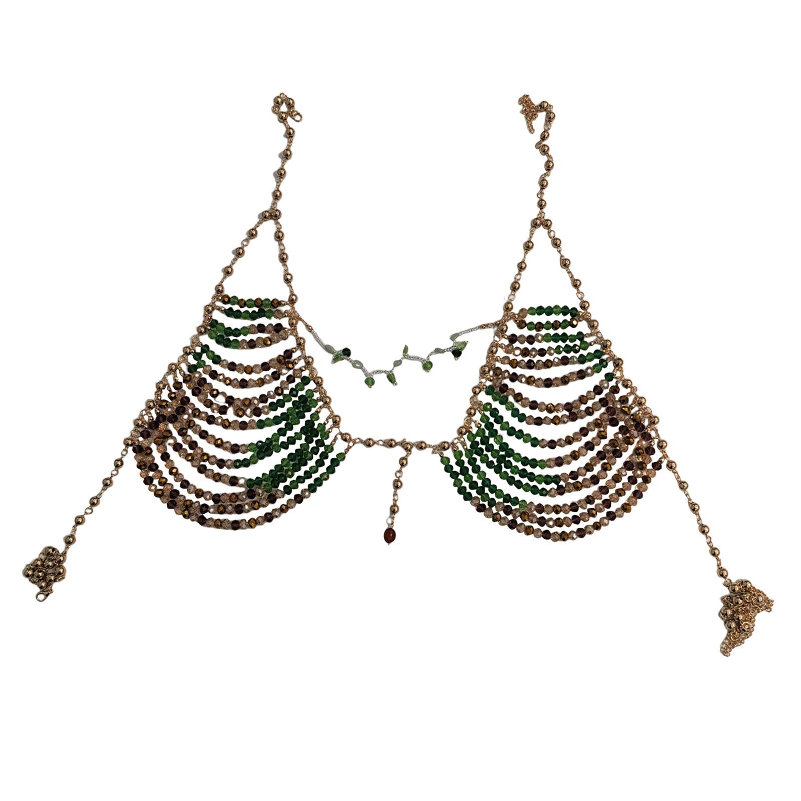 Body Chain Necklace Bra Novelty Chest Necklace for Masquerade Cosplay Summer