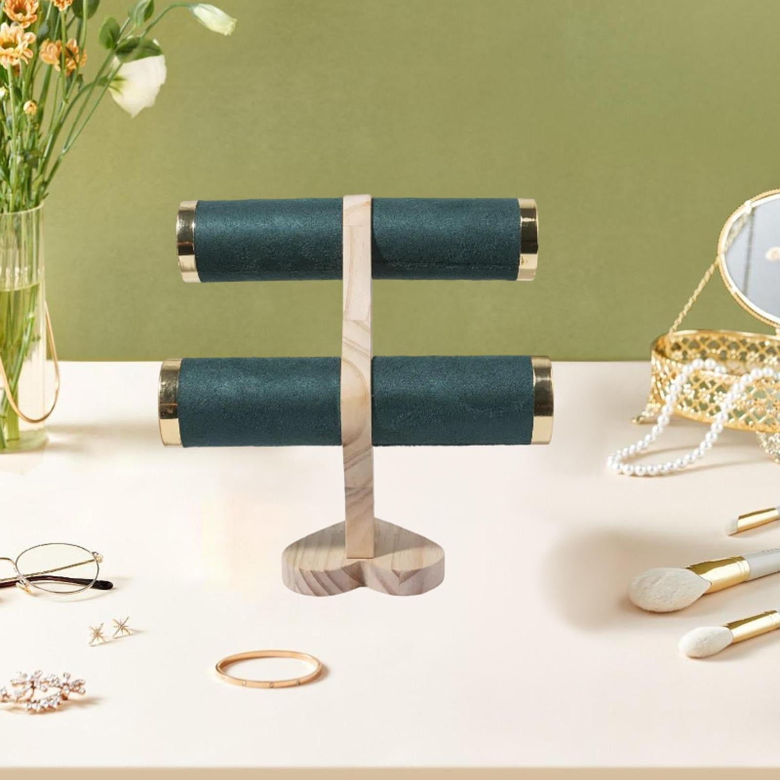 Bracelet Jewelry Storage Organizer Rack 2 Tier for Showcase Business Bedroom Green