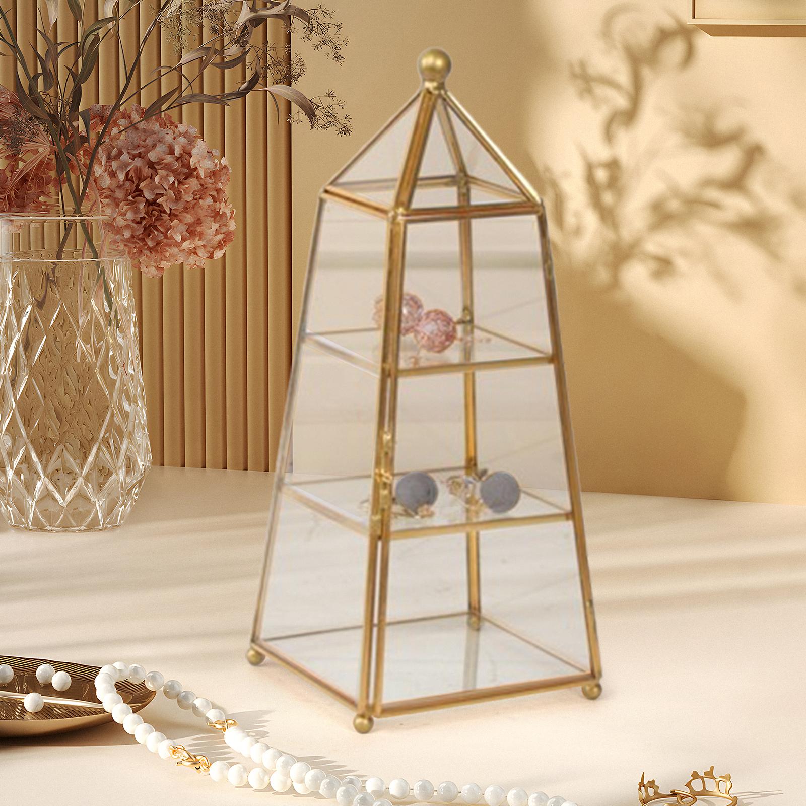 Glass Metal Jewelry Box Gift Makeup Storage Case for Anklets Rings Bracelets