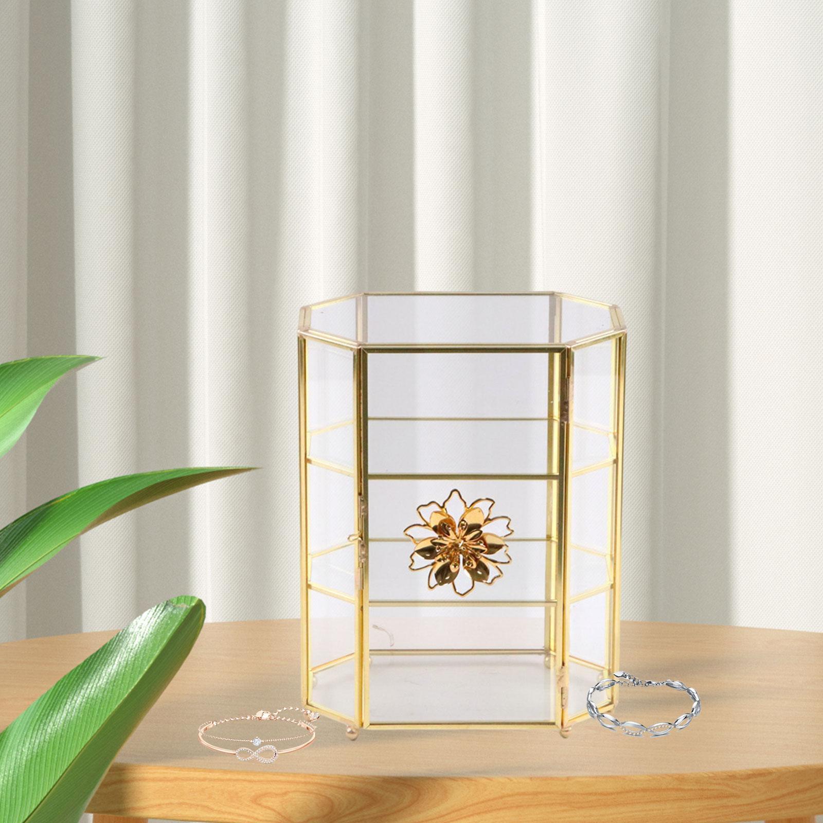 Glass Jewelry Box Clear Keepsake Trinket Box for Cufflinks Earrings Lipstick