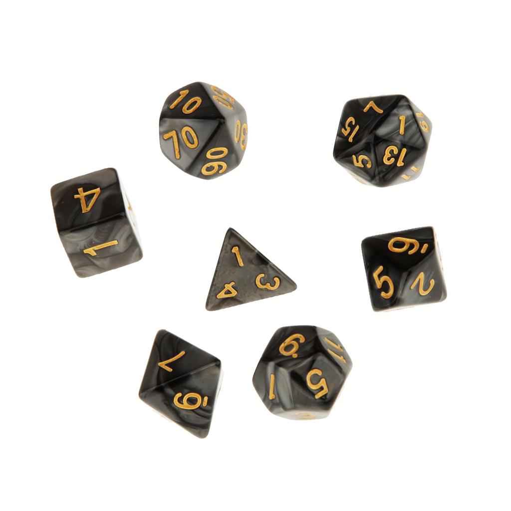 7X Polyhedral Dice 16mm for Dungeons and Dragons DND MTG Table Games Black
