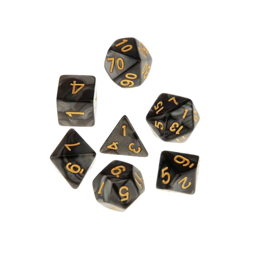7X Polyhedral Dice 16mm for Dungeons and Dragons DND MTG Table Games Black