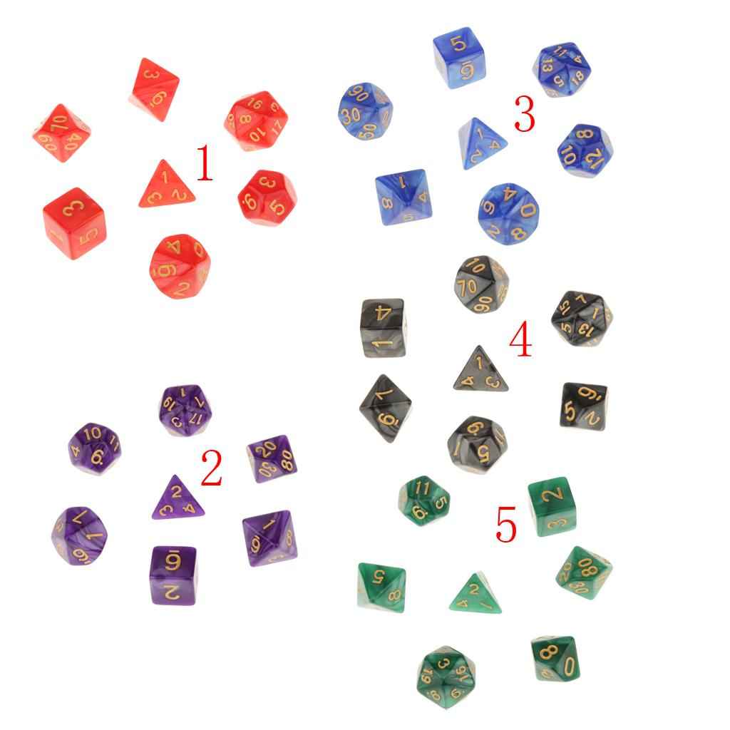 7X Polyhedral Dice 16mm for Dungeons and Dragons DND MTG Table Games Black