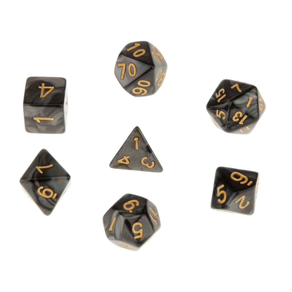 7X Polyhedral Dice 16mm for Dungeons and Dragons DND MTG Table Games Black