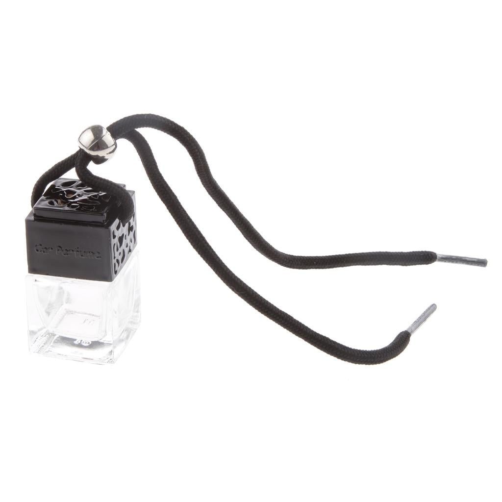 Black Glass Empty Perfume Bottle Pendant Air Freshener for Car Hanging 50Pcs