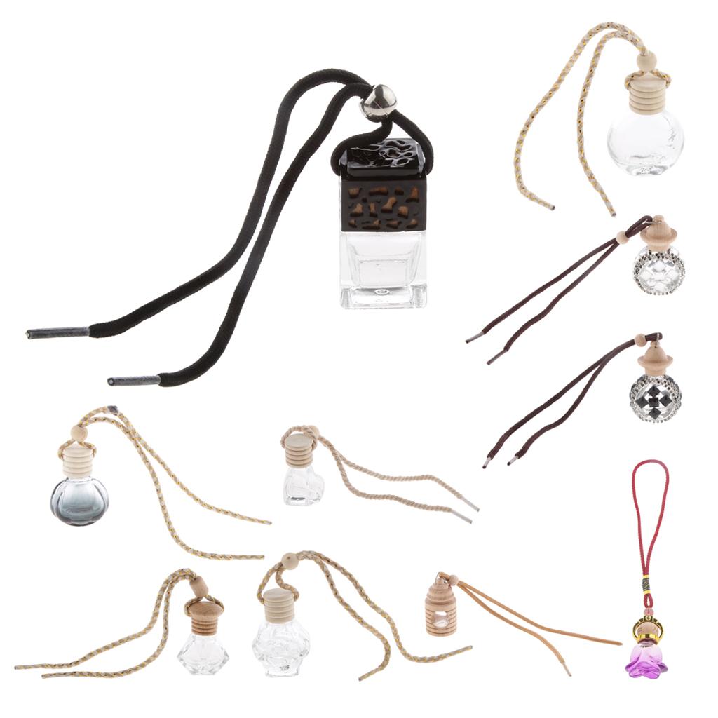 Black Glass Empty Perfume Bottle Pendant Air Freshener Car Hanging 200Pcs