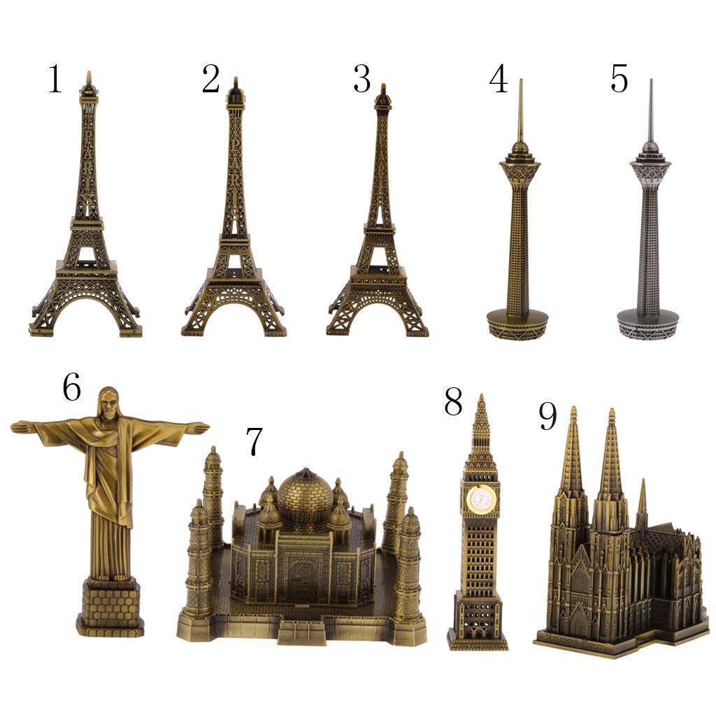 10Pcs Retro Alloy Bronze Tone Paris Eiffel Tower Figurine Statue Model 15cm