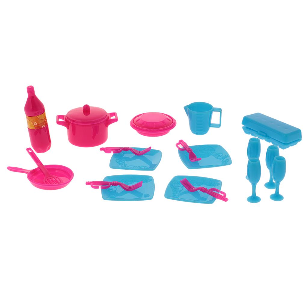 30Pcs Dollhouse Miniature Kitchen Tableware Juice Milk Food for Barbie Dolls