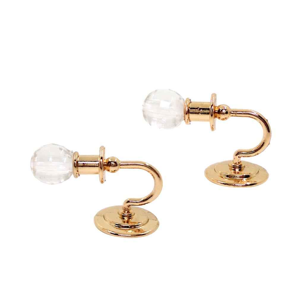 2 Pieces Metal 1:12 Dollhouse Miniature Wall Light Lamp Model Decor Toys