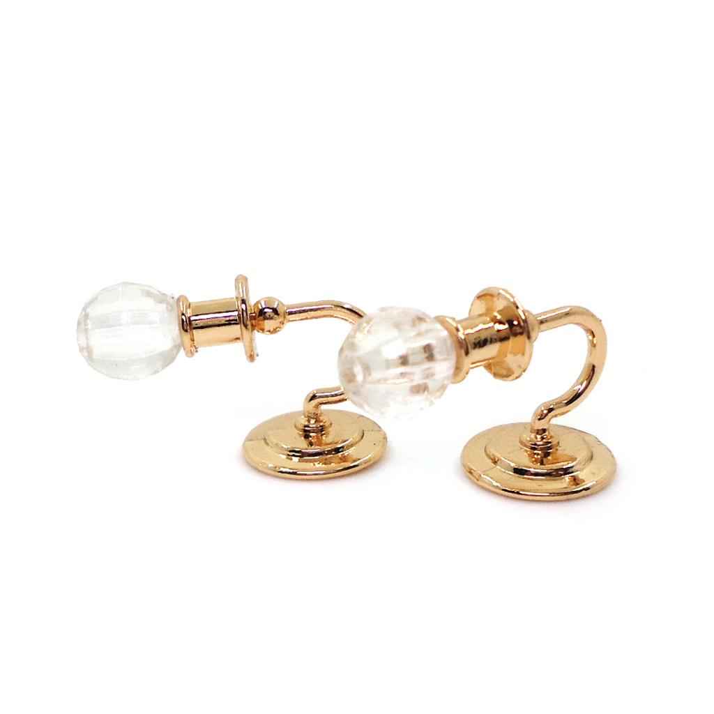 2 Pieces Metal 1:12 Dollhouse Miniature Wall Light Lamp Model Decor Toys