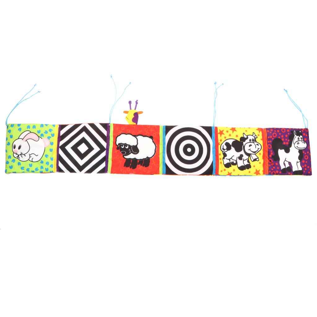 Baby Crib Cloth Book Animal Puzzle Toys Elephant/Lion/Giraffe/Monkey for Kids Infants Educational Development - Rattle Crib Bed Gallery Bumper Pad