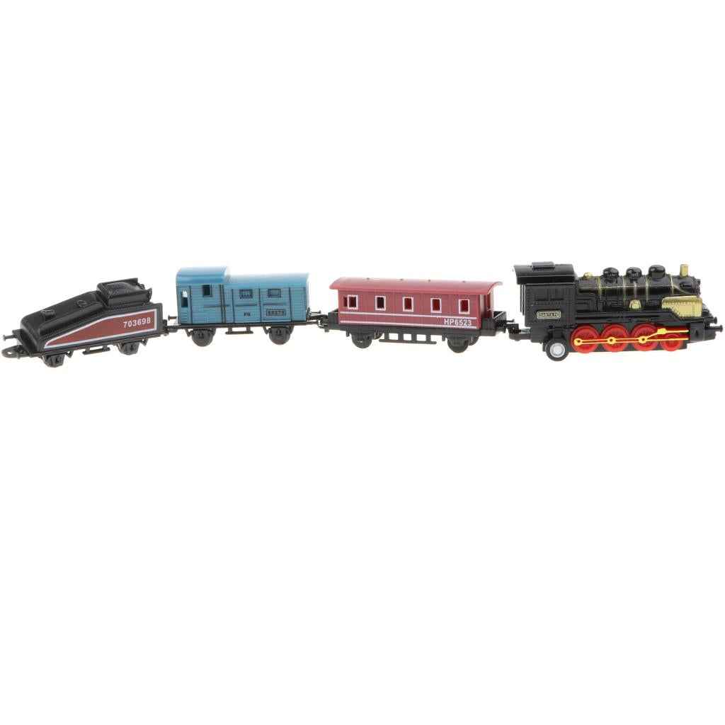 Black Mini Alloy Diecast Retro Steam Train Pull Back Car Toy Set for Kids Boys, Party Favors