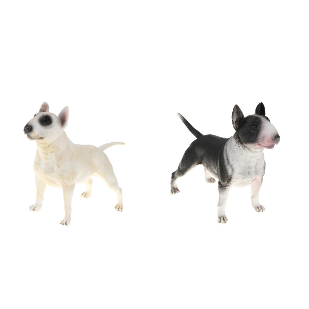 2pcs Lifelike Animal Model Figure Toy Dog Figurine Home Decor Bull Terrier