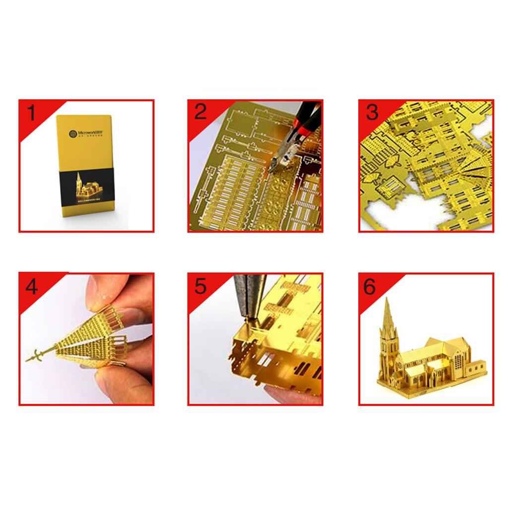 1:720 Scale Chinese History Architecture 3D Metal Puzzle Jigsaw - Leifeng Pagoda Tower Building Statue Model Toy Home Decor Xmas Gifts Golden