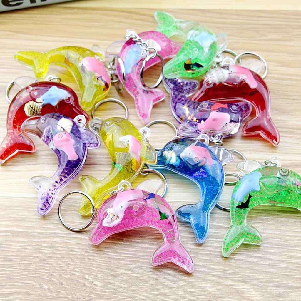 Dolphin Shaped Oil Leakage Timer Key Chain Kids Toy Gift Party Favors Purple