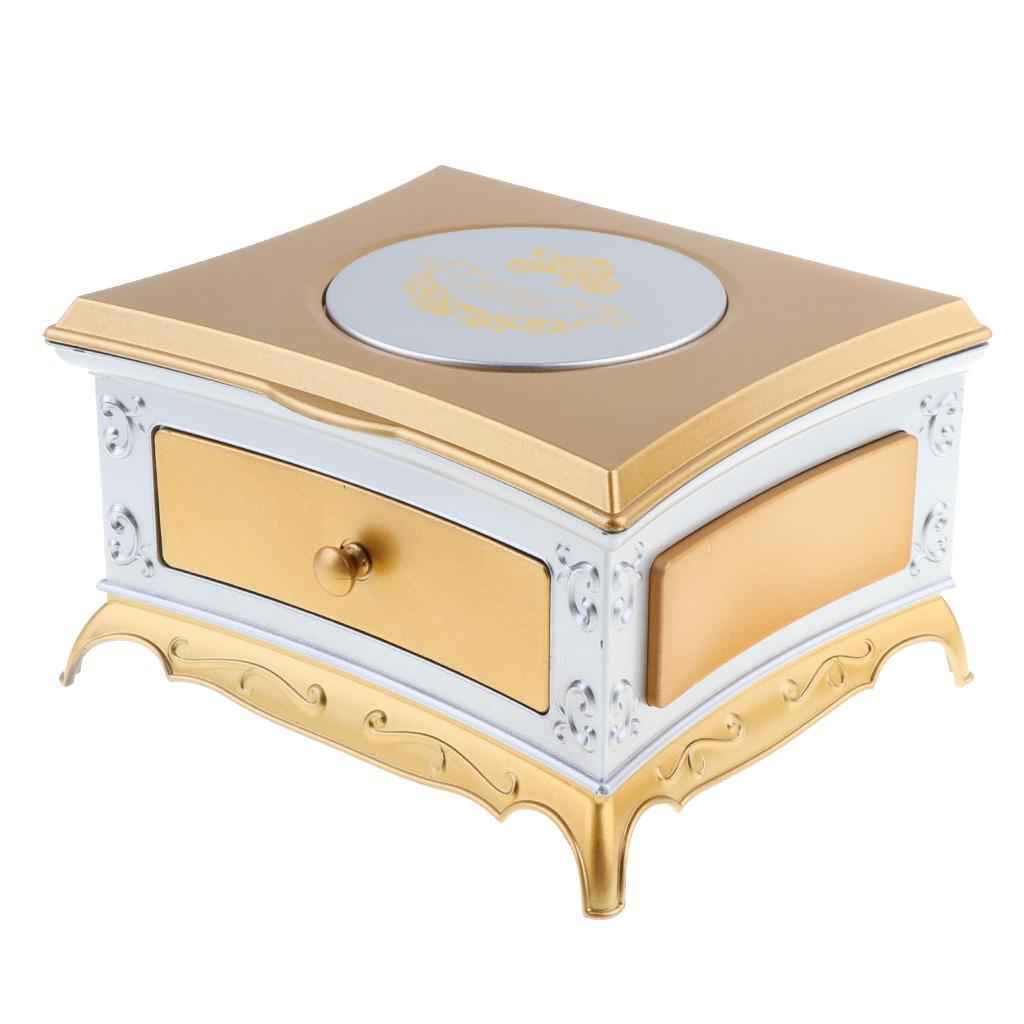 Music Jewelry Box with Drawer Jewelry Storage Case with Dancing Girl Gold