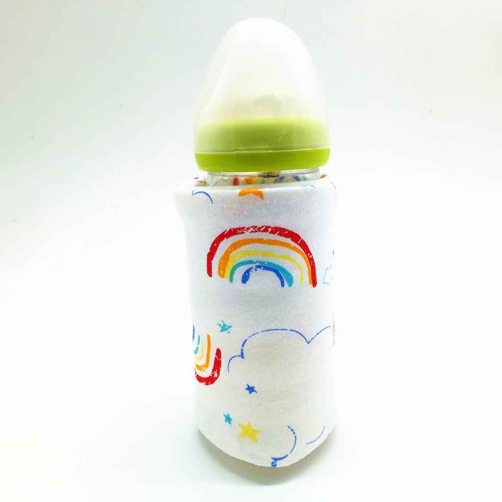 USB Baby's Feeding Bottle Warmer Bag Heating Pouch Infant Milk Heater Sleeve Rainbow and Cloud
