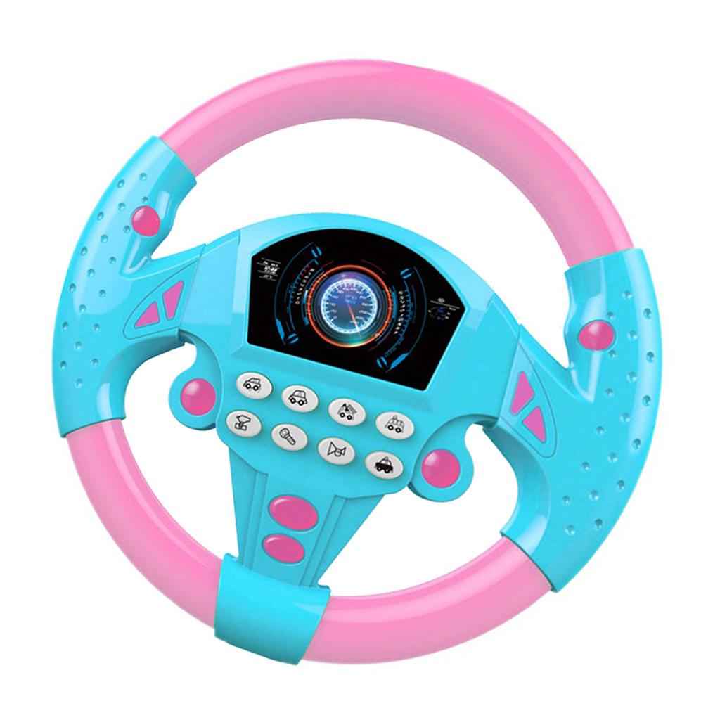 Simulated Steering Wheel Toy Pretend Adventure Toy for Kids Pink