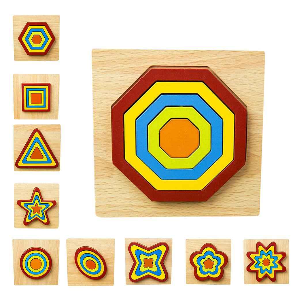 Geometric Jigsaw Puzzle Kids Preschool Educational Toy Gift Oval