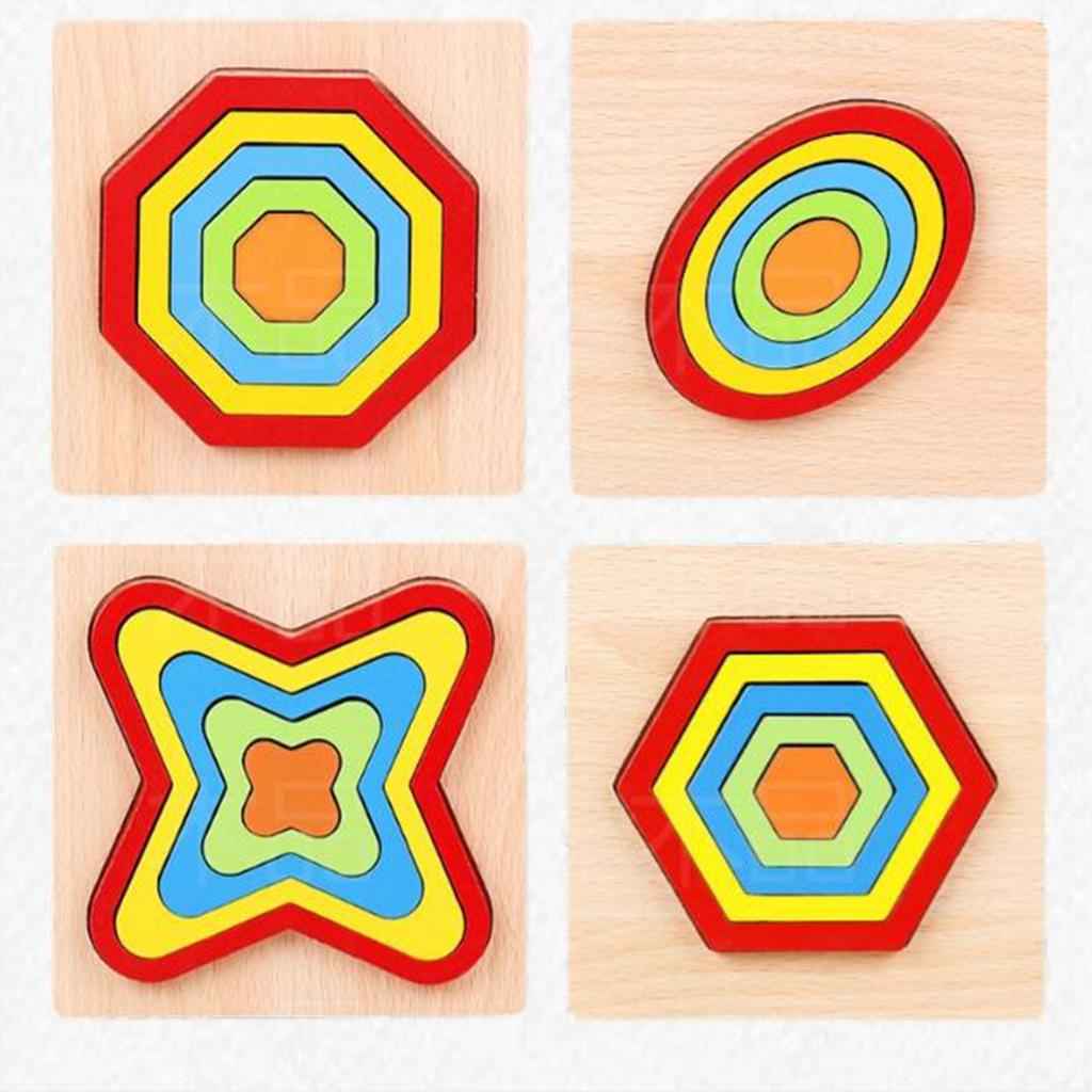 Geometric Jigsaw Puzzle Kids Preschool Educational Toy Gift Oval