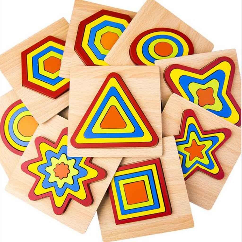 Geometric Jigsaw Puzzle Kids Preschool Educational Toy Gift Oval
