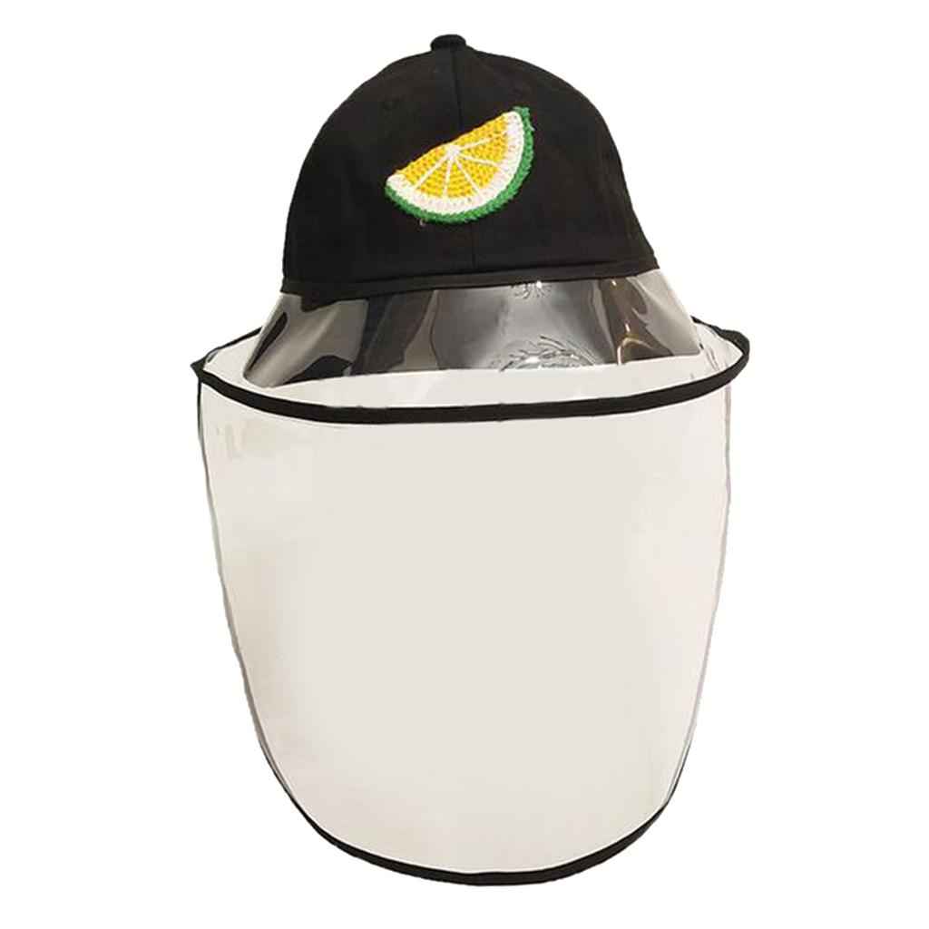 Baby Double Protection Hat with Face Cover Dustproof Anti-Spitting black-L