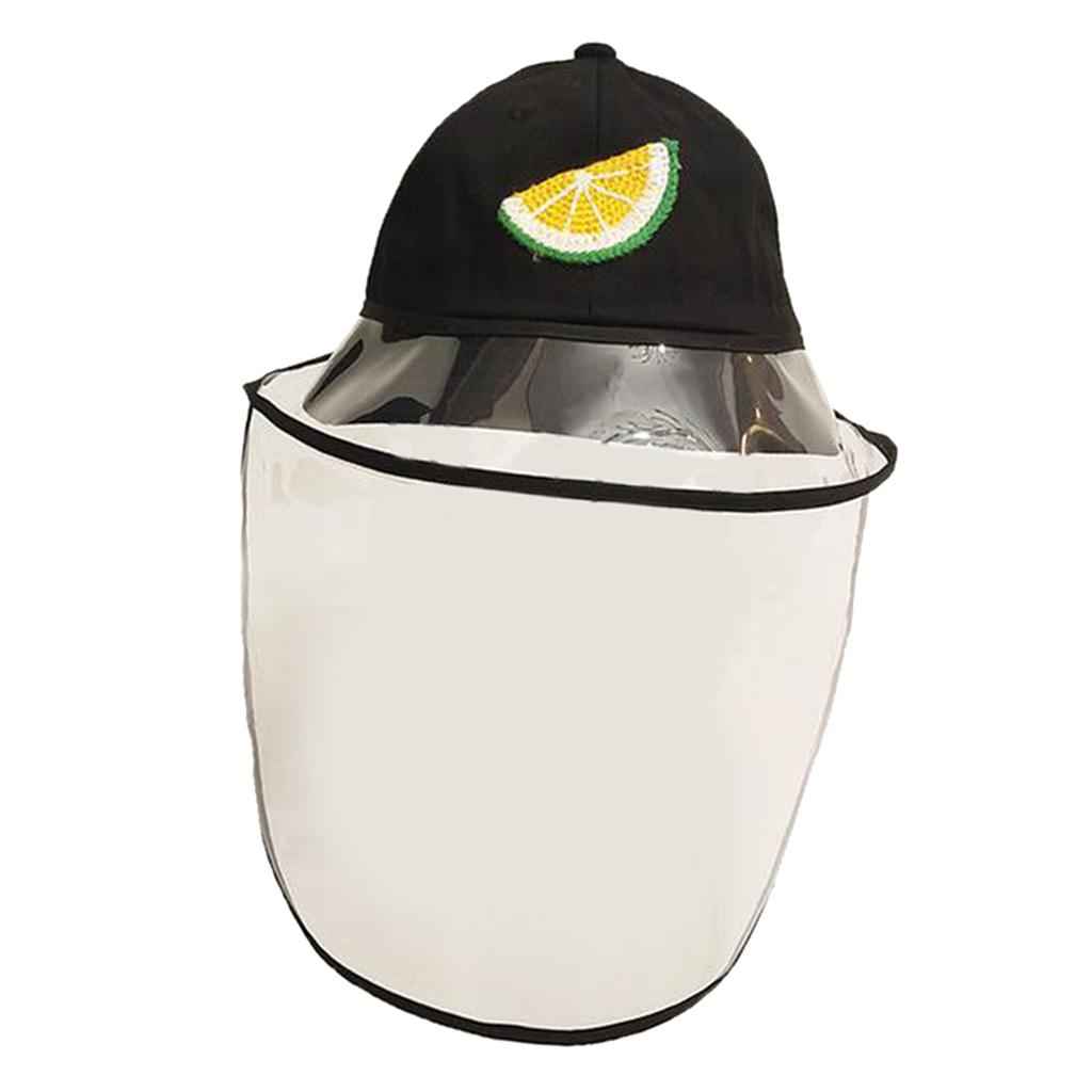 Baby Double Protection Hat with Face Cover Dustproof Anti-Spitting black-L