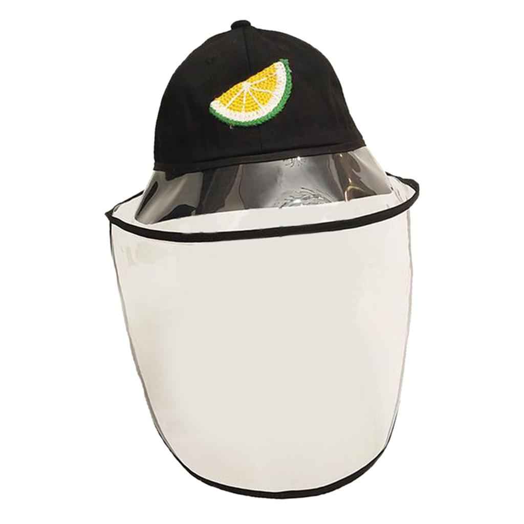 Baby Double Protection Hat with Face Cover Dustproof Anti-Spitting black-L