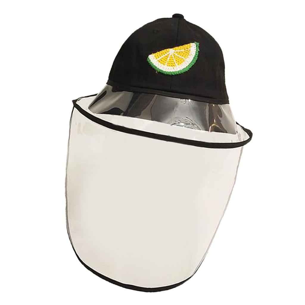 Baby Double Protection Hat with Face Cover Dustproof Anti-Spitting black-L