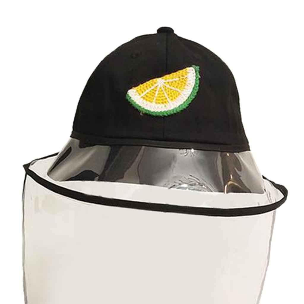 Baby Double Protection Hat with Face Cover Dustproof Anti-Spitting black-L
