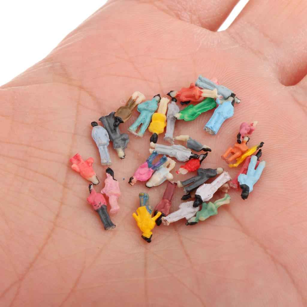 100Pcs Painted People Figures Miniatures for Train Railway Layout 1:200